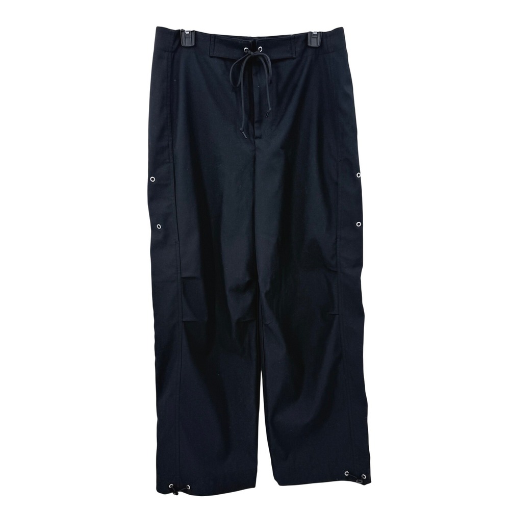 Oak + Fort Black Wide Leg Cargo Pants Drawstring Bungee Hem Size 8 PT-11235-W‎